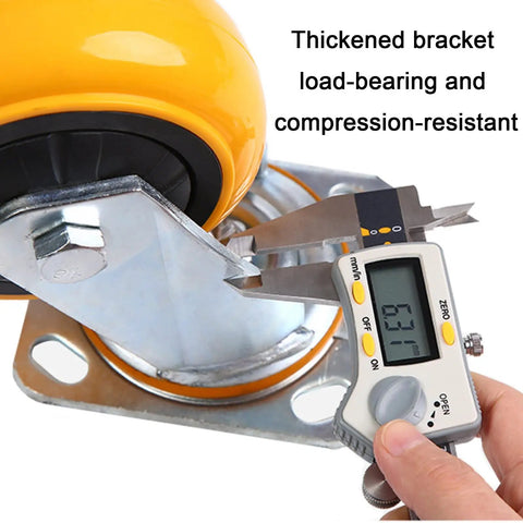 Measuring thickness of Heavy Duty Swivel Caster Wheels With Top Plate And Brake For Furniture, showing galvanized bracket durability.