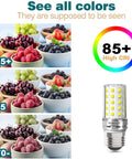 Killer Brightness 10W LED Bulbs 1000 Lumen 6000K Daylight White, high CRI comparison with fruits in bowls, 85+ CRI focus.
