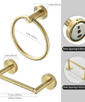 Gold Brushed Toilet Paper Holder And Towel Ring Set For Bathroom Wall Mount Double Post SUS304 Stainless Steel 2 Piece