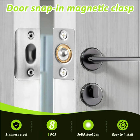 Eight Sets Stainless Steel Ball Catch With Adjustable Hidden Door Latch close-up showing hinge and door snap-in magnetic clasp