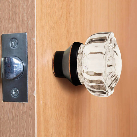 4 Pack Fluted Glass Door Knobs With Spindles Mortise Style Antique Bronze Interior Door Hardware For Homes And Offices