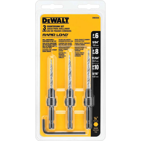 DEWALT countersink drill bit set, 3-piece (#6, #8, #10) with 1/4" shanks