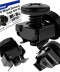 Heavy Duty M5 Rack Mount Screws And Cage Nuts With Nylon Locking Washers Stainless Steel Server Rack Hardware Kit, black fasteners.