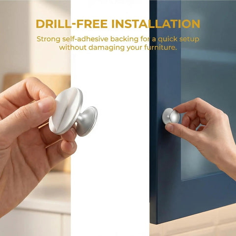 Applying Five Pack Self Adhesive Cabinet Knobs And Drawer Pulls Peel And Stick Stainless Steel No Drill Handles for easy install
