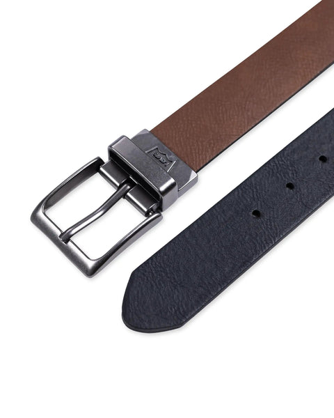 Men's Reversible Casual Belt Two Looks In One Buckle Switches From Brown To Black X Large Durable Leather Strap For Work