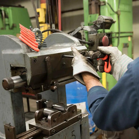 Worker using Eight Piece Nine Inch T Handle Hex Key Set From Two Millimeter To Ten Millimeter With PVC Dipped Grips in workshop