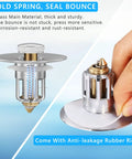 Full Brass Universal Pop Up Sink Stopper Set Pack Of 2 With Detachable Filter Basket Hair Catcher Chrome Finish Durable Drain Strainer for bathroom sinks