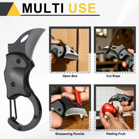 Two Pack Dope Everyday Carry Mini Folding Knife With Carabiners For EDC 3Cr13 Stainless Steel Blade 1.38 Inches multi-use