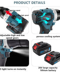 Rechargeable Cordless Rivet Nut Gun Battery Powered Pop Rivet Tool For Auto And Home Garage Slick Portable Fastening Kit features adjustable gears and cooling system.