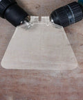 4 Piece Bench Grinder Eye Shield Replacement Panels For 6 Inch Grinders, clear polycarbonate panel on wooden background