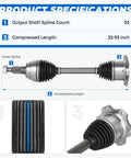 Set of 2 Front Left and Right CV Axle Shafts for Chevy Silverado Heavy Duty Replacement Drive Axles Six Lug Flange Compatible Bolt In Front Axle Shafts Pair for Reliable Power, 33 spline, 22.93 inch