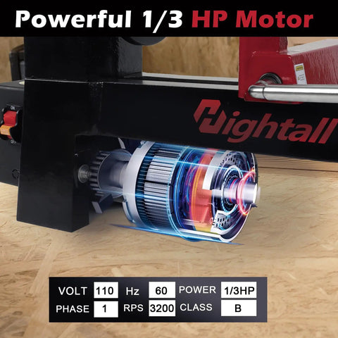 Top Shelf Benchtop Wood Lathe Pumping Solid Power Inside A Roomy Base features a powerful 1/3 HP motor and variable speed control.