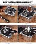 Four steps using Stainless Steel Espresso Knock Box With Rubber Bar For Easy Coffee Grounds Disposal And Storing Under Most Espresso Machines