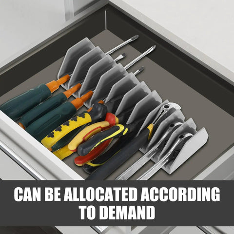 Two Pack Wrench Organizer Tray Set For Tool Box Drawers, 10 Slot Wide Pliers Rack with tools in drawer