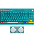 Retro 87 Key Wireless Mechanical Keyboard Hot Swap Silky Linear Switches with clear blue finish and RGB lights.