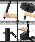 Assembling Six Pack Traffic Barricade Delineator Posts With Fillable Base for Crowd Control using sand and water