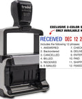 Heavy Duty Self Inking Stamp With Dual Color Blue Red Ink, professional grade rubber tool with dual dates and preloaded messages.