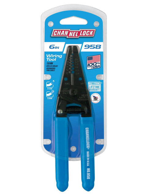 6-1/4 Inch Wire Stripper And Cutter With No-Fuss Durable Blue Handles For Electrical Wiring, 6 Inch Tool Length, Packaged