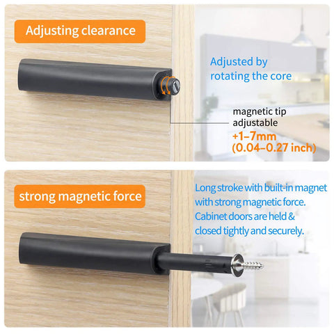 Straight Up Zero Hassle Magnetic Push Open Latches For Cabinets And Drawers Dark Grey Recessed Touch Release Hardware Flat Front Doors 4 Pack Built Tough Smooth Spring Action