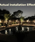 12-Pack Low Voltage LED Deck Lights With 5 CCT Settings, 180LM Each lighting backyard fence by a pool at night
