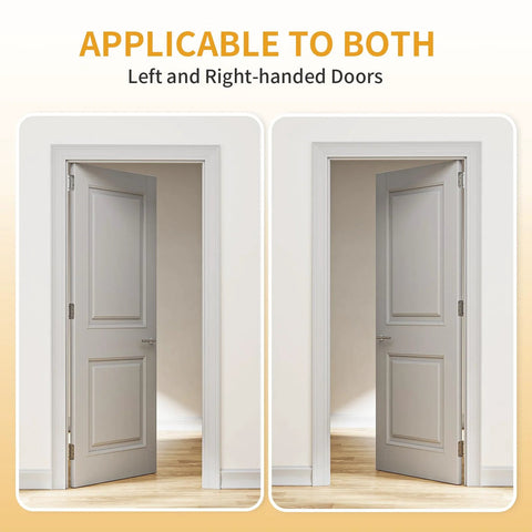 Adjustable tension door hinges on left and right-handed doors