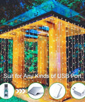300 LED Fairy Curtain Lights With Remote Control, Dimmable Brightness, USB Powered For Home, Bedroom, Outdoor Decor