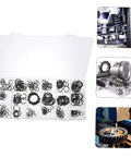 225-Piece Carbon Steel C-Shape Snap Ring Kit With External Retaining Clips for Shafts Durability in Automotive Machinery DIY Projects