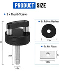 No Sweat Quick Swap Hard Top Fastener Thumb Screws With Reinforced Nut Plates For Ford Bronco Jeep Wrangler Gladiator 8 Piece Hardware Toolkit Off Road, 8 thumb screws with size details.