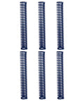 Six Pack Blue Compression Springs For Heavy Duty Gear 3/8 Inch OD By 2 5 Inches Long Alloy Steel Build arranged vertically.