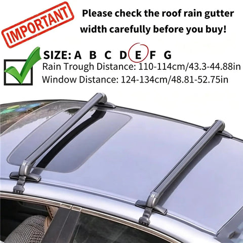 Universal 43.3 Inch Black Roof Rack Cross Bars For SUVs And Crossovers showing adjustable fit on car roof