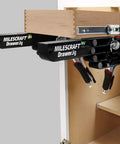 Drawer Installation Jig Reversible With Built In Level And Non Marring Rubber For Cabinet Protection installed in a cabinet