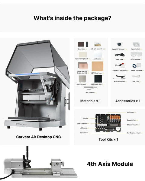 Compact Enclosed Desktop CNC Mill With 4th Axis For Metal And Wood, Quick Tool Change, closed-loop, auto probing setup
