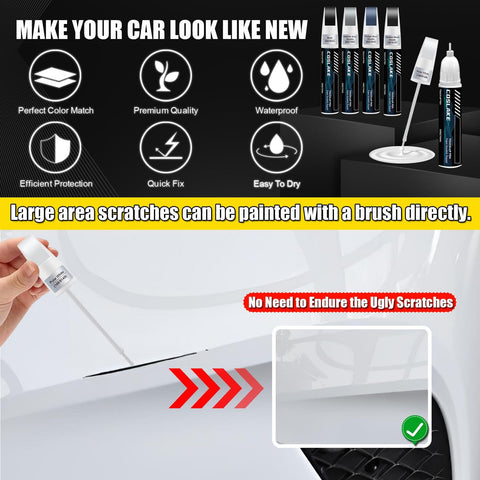 Mercedes Benz Black 040 9040 Touch Up Paint Color Matched For Mercedes Cars No Fuss 2 In 1 Scratch Repair Pen Quick Easy Car Scratch Remover Tool For C Class E Class S Class GLC GLE GLS EQE 2024 Models shown with features and paint application demo