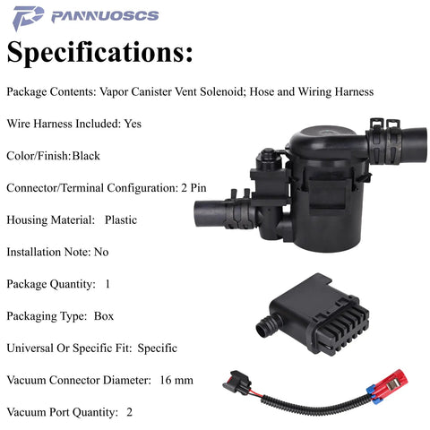 Vapor Canister Vent Valve Solenoid P0446 with hose and wiring for Chevy Silverado and GMC Sierra 2007-2019