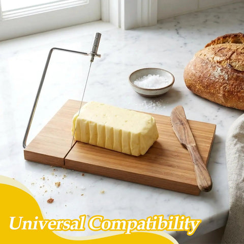 10 Pack Cheese Cutter Wires Set slicing butter on wooden board