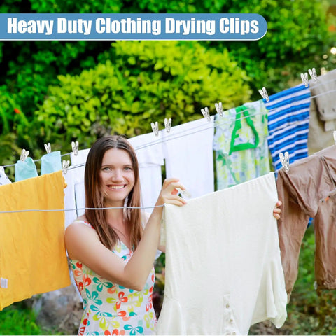 Hot Clear Balloon Arch Clips 20 Pack Ultra Strong Spring Clamps For Epic Birthday Decor Backdrop And Party Setup Easy Grip Versatile Art Crafts. Clear clothing drying clips holding laundry on an outdoor line.
