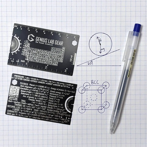 Mini 3 Inch Metal Science Ruler And Multitool With Metric And Imperial Scales Protractor And Compass on graph paper