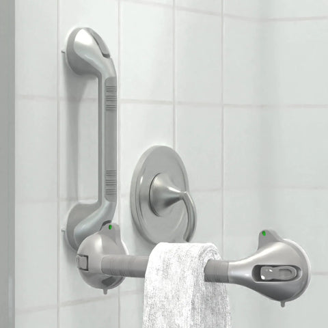 17 Inch Suction Grab Bar Set With Indicators No Drill Easy Install Two Pack For Shower Bathtub And Toilet Balance Boost Steady Handle
