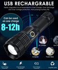 Rechargeable LED Flashlight With Up To 90 000 Lumens Be A Beast Bright XHP70 2 Tactical Light Zoomable Waterproof shown with chargers