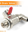 Oil Drain Valve With Removable L-Shape Hose End Combo, 14mm-1.5 Thread, Stainless Steel, for Trucks Trailers Buses, Leak-Free Design