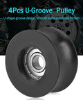 Heavy Duty Pulley Wheel Set 4Pcs 0840UU 8x40x20.7mm U Groove Ball Bearing Roller For Doors, Sliding Tracks, Closets, And Mechanical Control Gear Smooth Glide, Durable Metal And Plastic Build