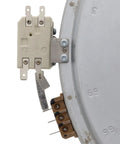 Close-up of Dual Haliant and Radiant 12 Inch Surface Element Replacement for Flat-Top Electric Ranges OEM-Grade Cooktop Burner Element for Stoves Easy Install Replacement WB30T10130, showing connectors and underside.