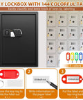 Fireproof 144 Key Safe Cabinet With Wall Mount Anti Theft Key Box With Combination Lock Adjustable Hook Plates And Tags