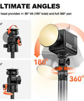 Quick release ball head on Auto Open 83.4 Inch Light Stand With Quick Release Ball Head For Phone Tripod DSLR Video Lighting, showing 180° tilt and 360° pan.