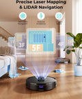 Upgraded Bagless Self Emptying Robot Vacuum And Mop With 6000Pa Suction LiDAR Navigation Smart Mapping in a living room