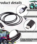 Six Foot Usb Programming Cable Icon Ev Golf Cart Wiring Harness Plug And Play Diagnostic Adapter Works Like A Charm With 2022 To 2024 Electric Carts, black 6ft cable for diagnostics.