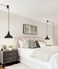 Bedroom with Industrial Plug In Pendant Light With 19.5 Foot Cord And On Off Switch Retro Barn Bronze Dome Ceiling Fixture