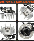 2WD Front Wheel Hub And Bearing Assembly For Chevy Silverado 1500 1999 Through 2006 GMC Sierra 1500 Yukon 2000 Through 2006 Cadillac Escalade 2002 Through 2006 Six Lug Driver Or Passenger Side, multi-angle view