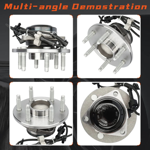 2WD Front Wheel Hub And Bearing Assembly For Chevy Silverado 1500 1999 Through 2006 GMC Sierra 1500 Yukon 2000 Through 2006 Cadillac Escalade 2002 Through 2006 Six Lug Driver Or Passenger Side, multi-angle view