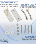 Beefed-Up Dock And Boat Ladder Hardware Attachment Kit for AL-A3 AL-A4 AL-A5 And AL-C4 ladders with mounting hardware.